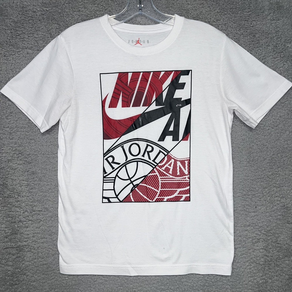 VTG Nike Air‎ Jordan T Shirt Youth Size Large 12-13 White Tee